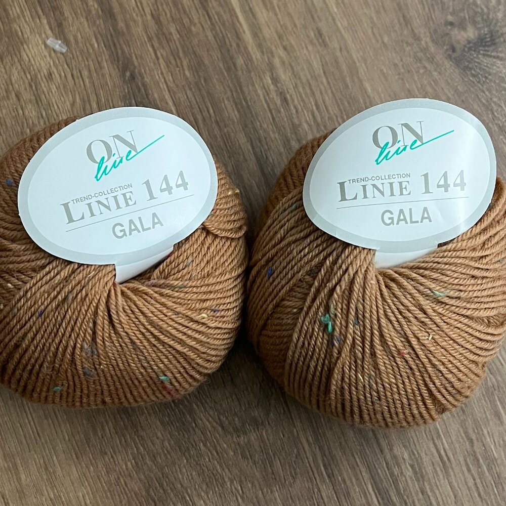 Linie 144 Gala 100% Wool Yarn Bundle Caramel Tan Brown with Multi Color Flecks (